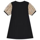 Girls Black & Gold Logo Dress, 1, hi-res