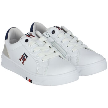 White Leather Logo Trainers