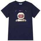 Boys Navy Blue Robot T-Shirt, 2, hi-res