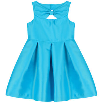 فستان ساتان باللون الأزرق