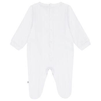 Baby Boys White Logo Babygrow