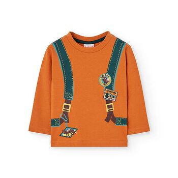 Boys Orange Bag Long Sleeve Top