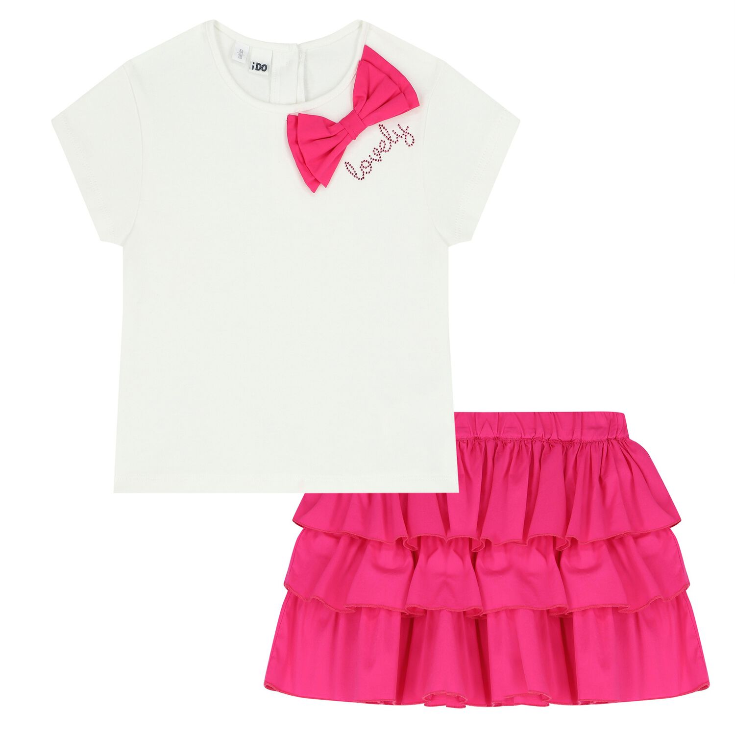 Girls Ivory & Pink Skirt Set, 1, hi-res image number null