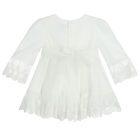 Younger Girls Ivory Embroidered Tulle Dress, 1, hi-res
