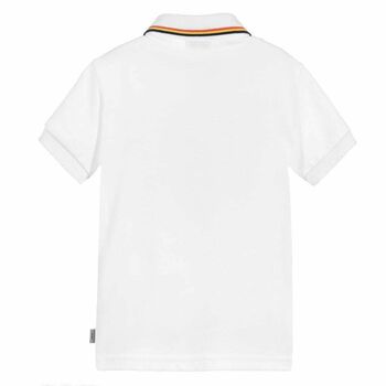 Boys White Cotton Polo Shirt