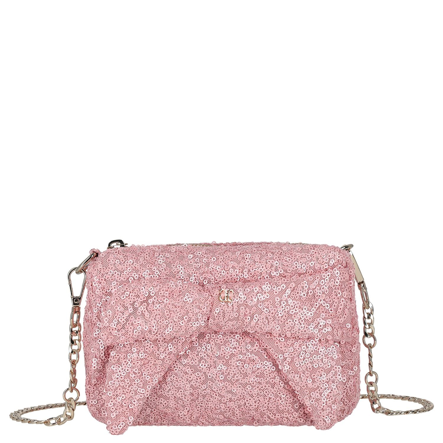 Girls Pink Sequin Bow Handbag ( 18cm ) , 1, hi-res