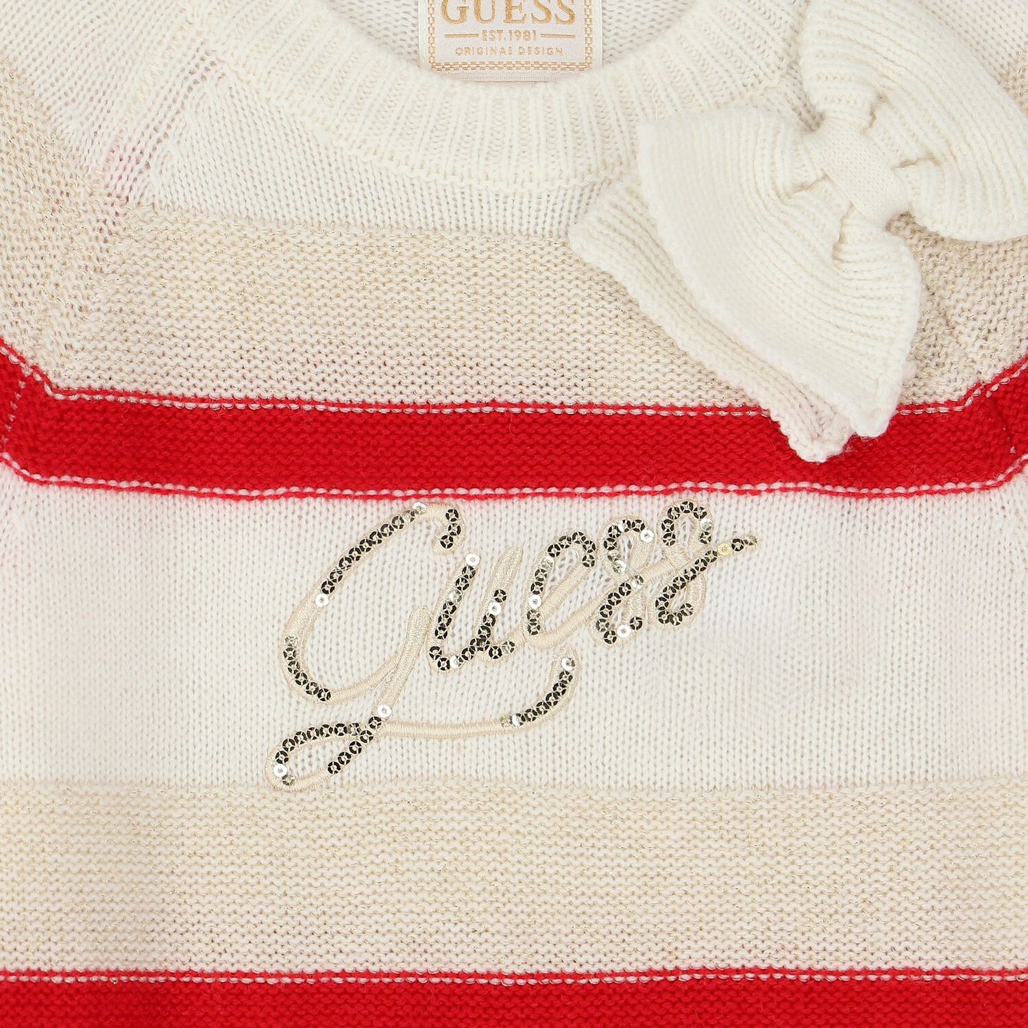 Girls Ivory Logo Knitted Dress, 1, hi-res image number null