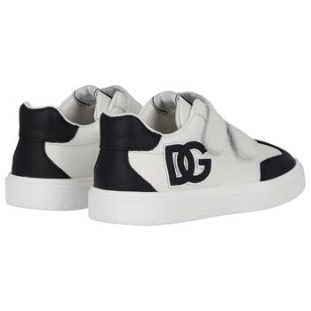 Boys White & Black Logo Trainers