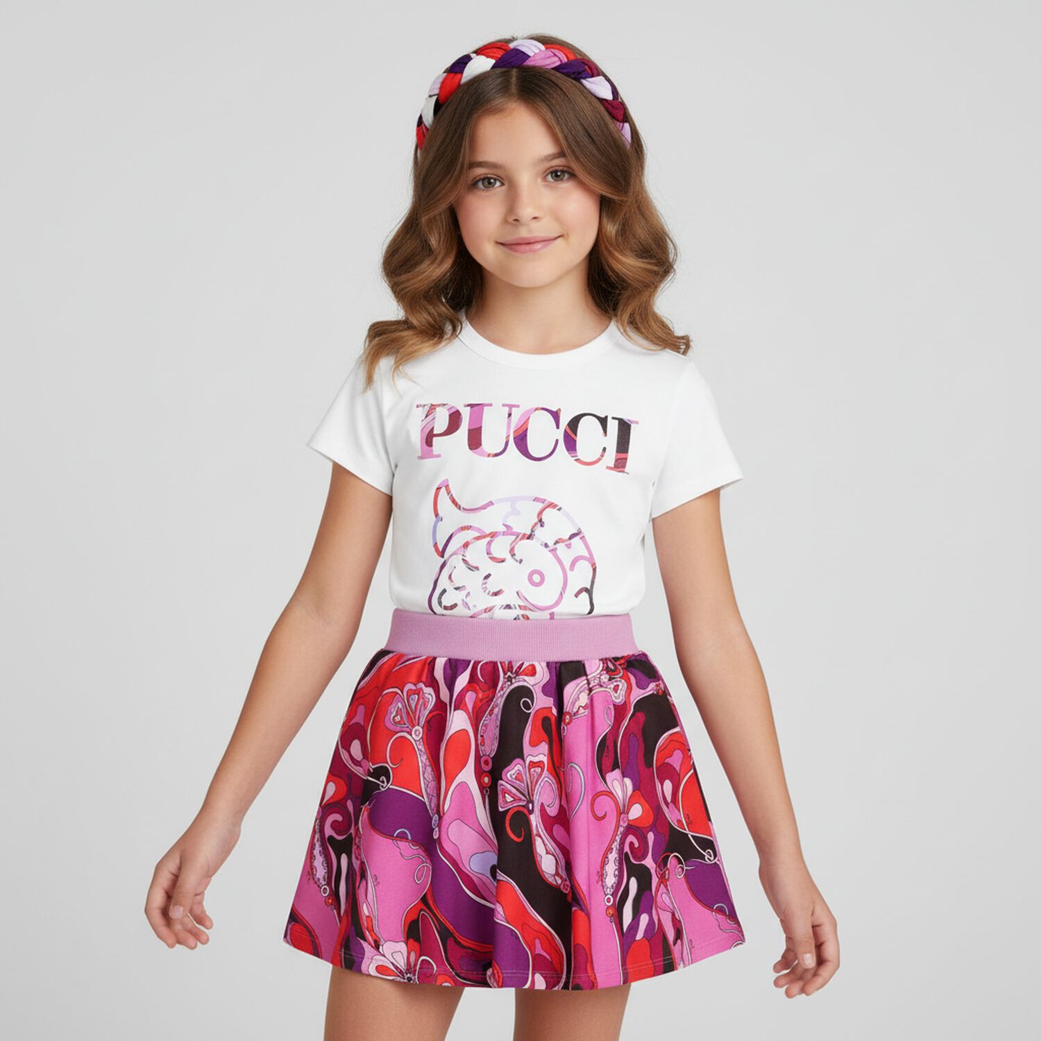 تنورة أوركيد متعددة الألوان للبنات, 1, hi-res