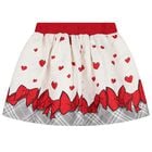 Girls Ivory & Red Bow Skirt Set, 1, hi-res