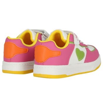 Girls White & Pink Heart Trainers