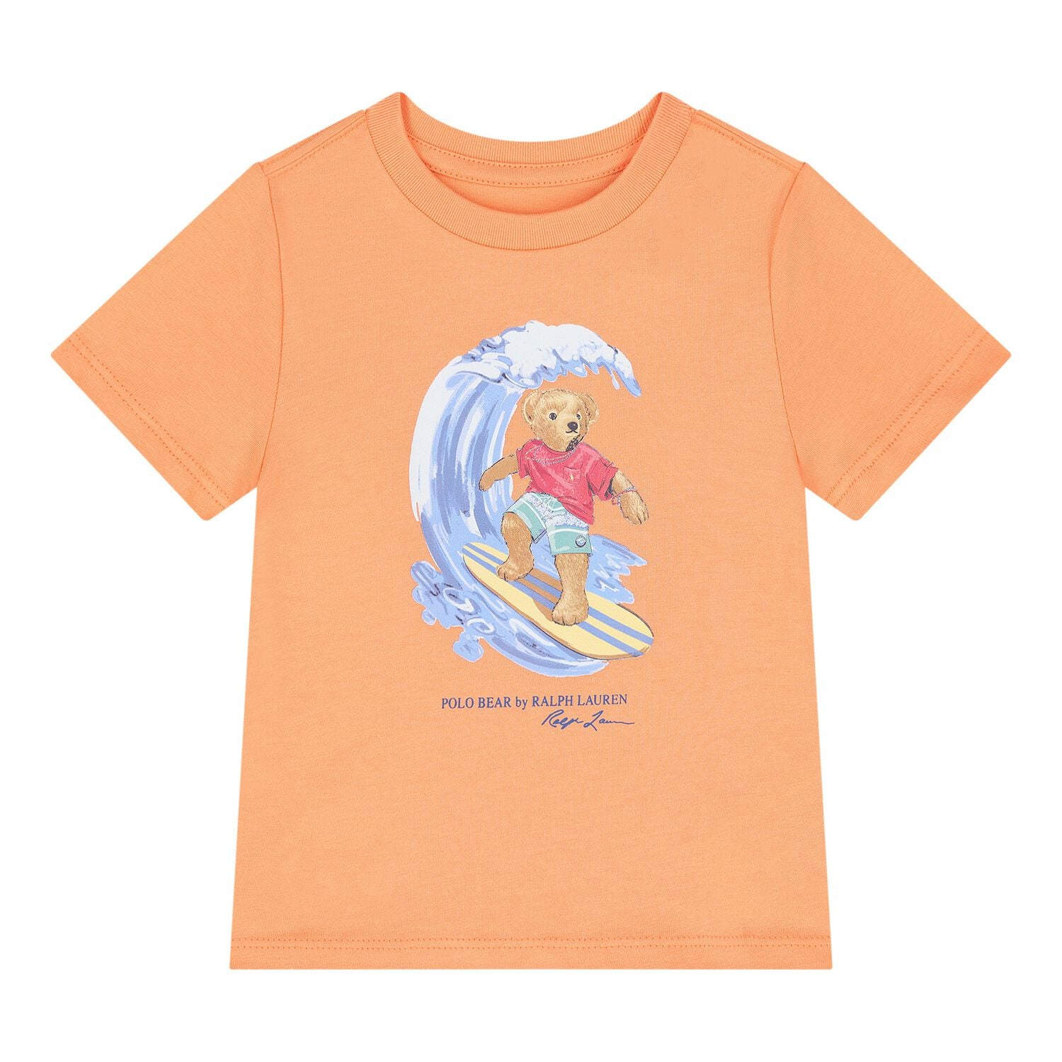 Baby Boys Orange Teddy Bear Logo T-Shirt, 1, hi-res
