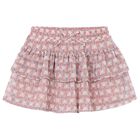Girls Pink Floral Chiffon Skirt, 1, hi-res