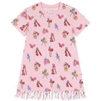 فستان بحلقات مفاتسح باللون الوردي للبنات 