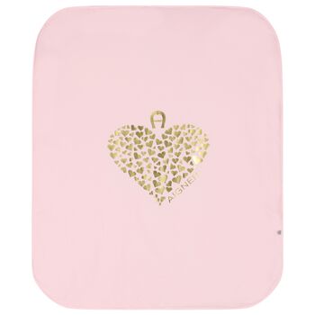 Baby Girls Pink & Gold Heart Logo Blanket