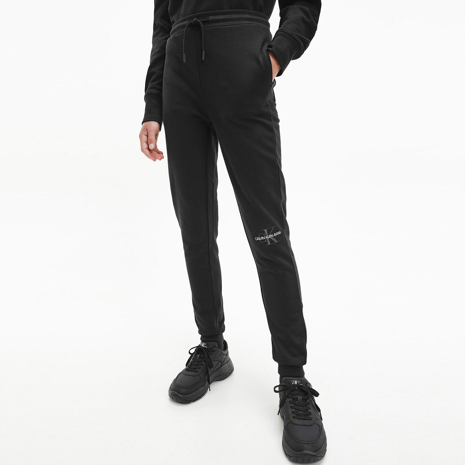 Girls Black Logo Joggers, 2, hi-res