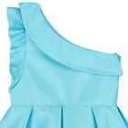 Girls Turquoise Asymmetric Dress, 2, hi-res