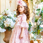 Girls Pink Embroidered Sequin Tulle Dress, 1, hi-res