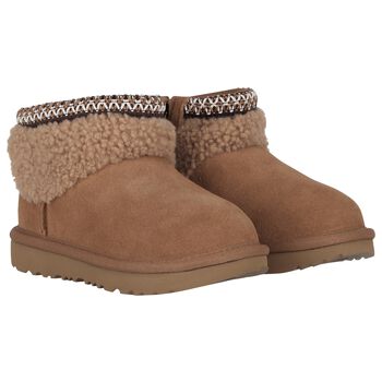 Girls Beige Classic Ultra Mini Suede Boots