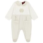 Ivory & Gold Logo Babygrow, 3, hi-res