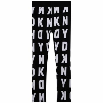 Girls Black & White Logo Leggings