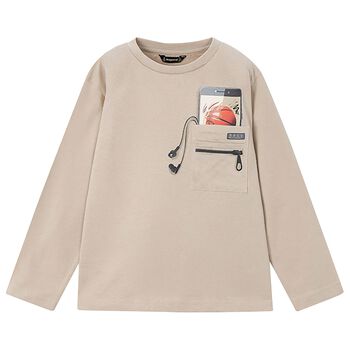Boys Beige Long Sleeve Top
