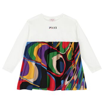 Girls White Logo Onde Dress