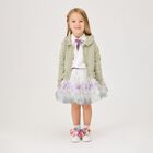 Girls Ivory & Purple Floral Logo Tulle Skirt, 1, hi-res
