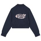 Girls Navy Blue Logo Zip Up Top, 1, hi-res