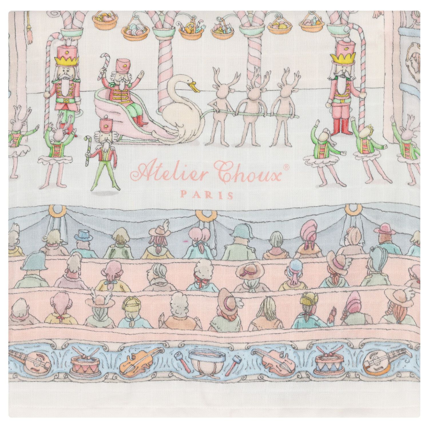 White & Blue Nutcracker Baby Carré Swaddle & Bib Gift Set, 1, hi-res image number null