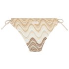 Girls Beige & Gold Striped Bikini, 1, hi-res