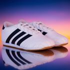 White & Black Logo Taekwondo Lace Trainers, 1, hi-res