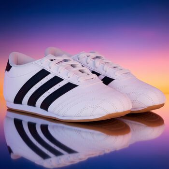 White & Black Logo Taekwondo Lace Trainers