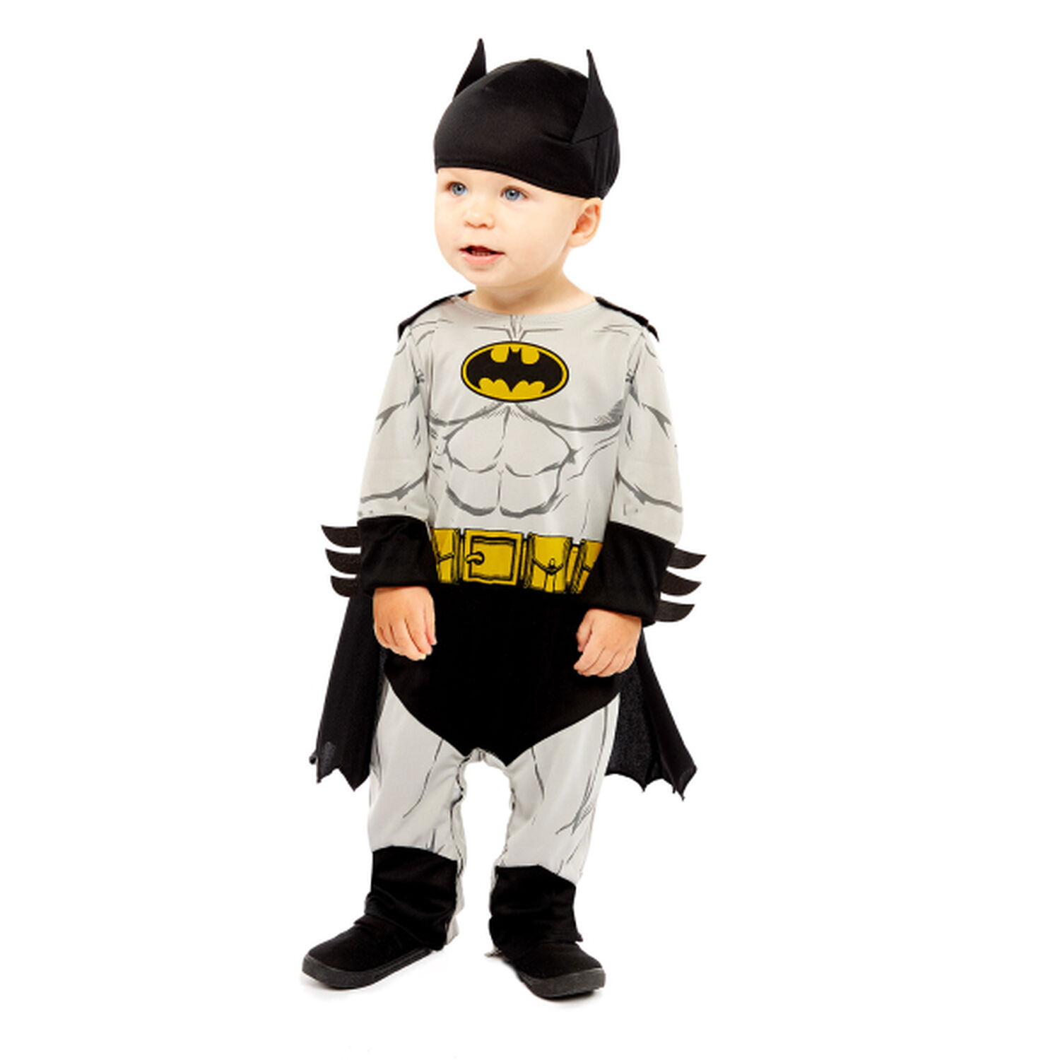 Younger Boys Black & Grey Batman Costume, 1, hi-res image number null