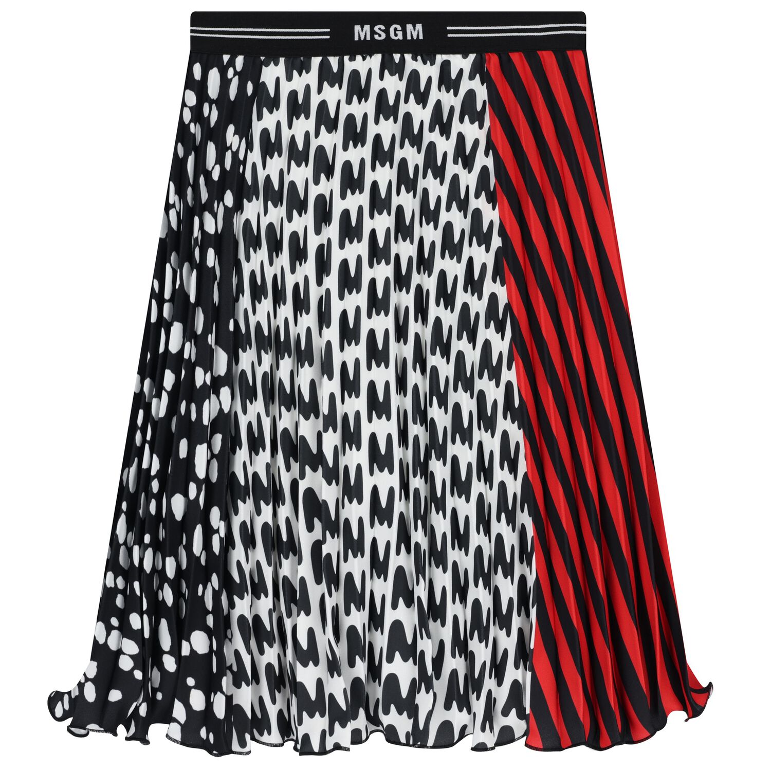 Girls Black, Red & White Pleated Skirt, 1, hi-res