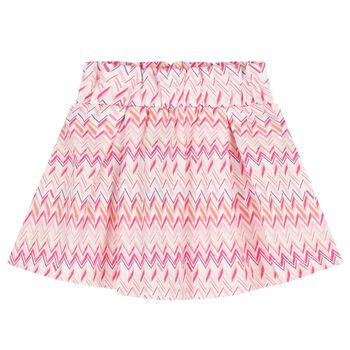 Girls White & Pink Zig Zag Skirt