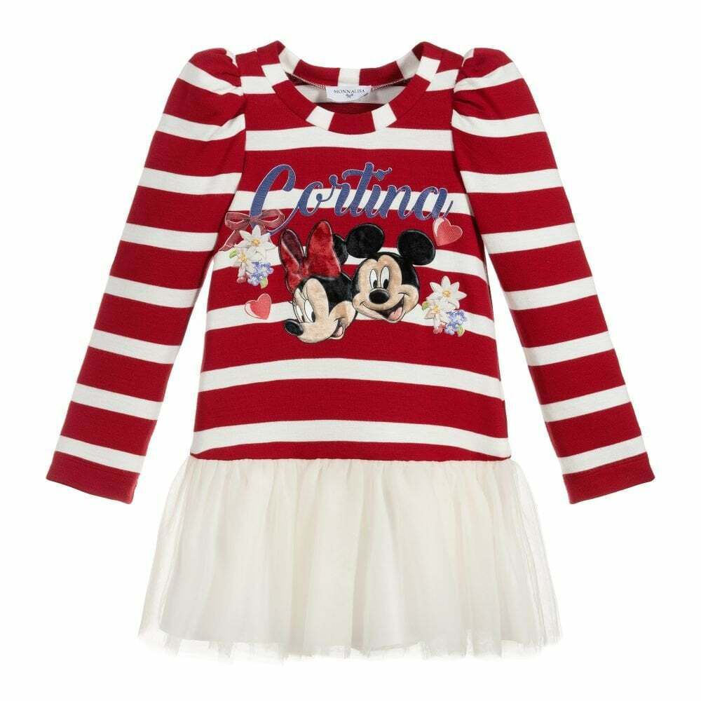 Monnalisa Girls Red White Printed Dress Junior Couture Bahrain