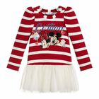 Girls Red & White Printed Dress, 1, hi-res