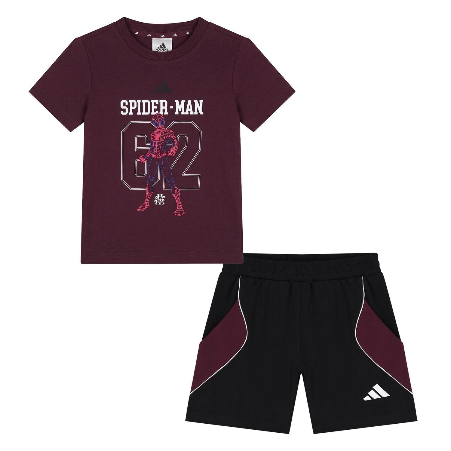Younger Boys Burgundy & Black Spider-Man Marvel Shorts Set, 1, hi-res