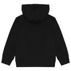 Boys Black Logo Hooded Zip Up Top, 3, hi-res