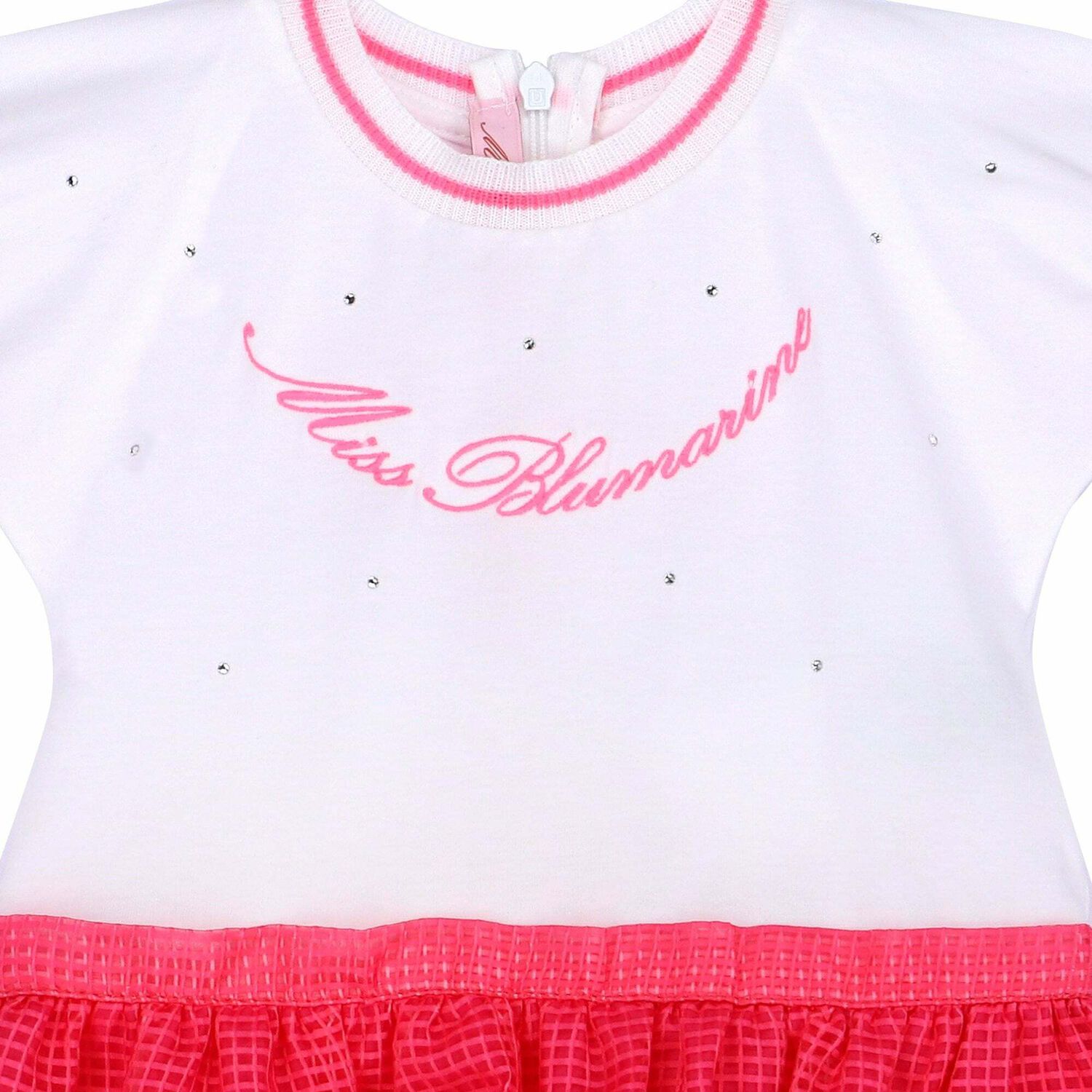 Girls White & Pink Logo Dress, 1, hi-res image number null