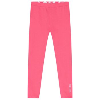 Girls Pink Logo Heart Reversible Leggings