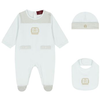 Baby Boys Blue & Gold Logo Babygrow Gift Set 