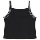Girls Black Logo Sleeveless Top, 1, hi-res