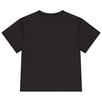 Younger Boys Black Tiger Logo T-Shirt