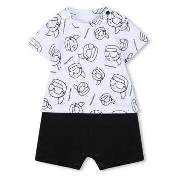 Baby Boys White & Black Ikonik Romper