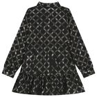 Girls Black Logo Dress, 1, hi-res