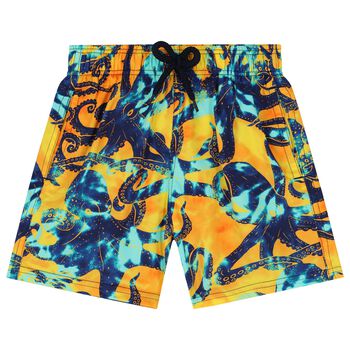 Boys Blue & Yellow Octopus Swim Shorts