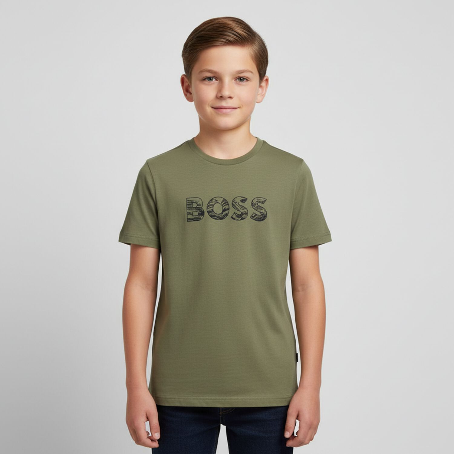 Boys Green Logo T-Shirt, 3, hi-res
