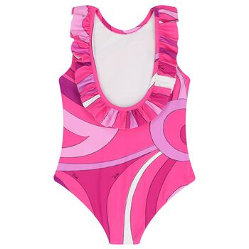 Younger Girls Pink & Purple Ruffled Swimsuit